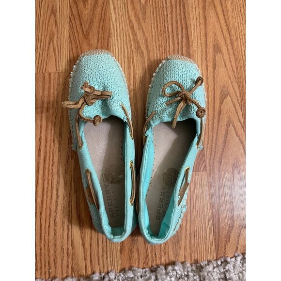 Sperry Top Sider Slip-On Carrefour Retro Woven Flat Loafers Aqua 8.5 - Picture 2 of 12